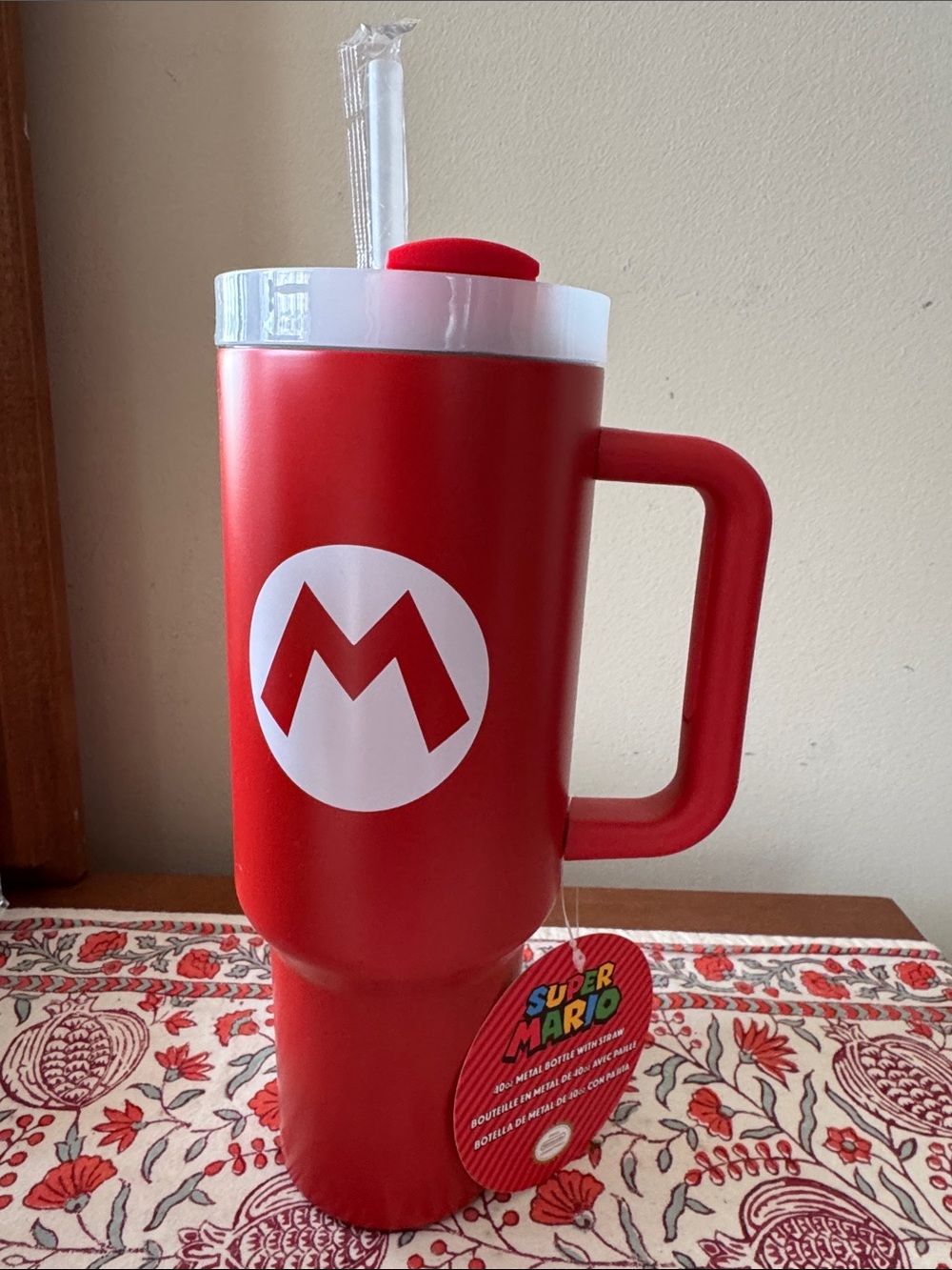 Nintendo Red Super Mario - Travel Tumbler with Handle - NWT